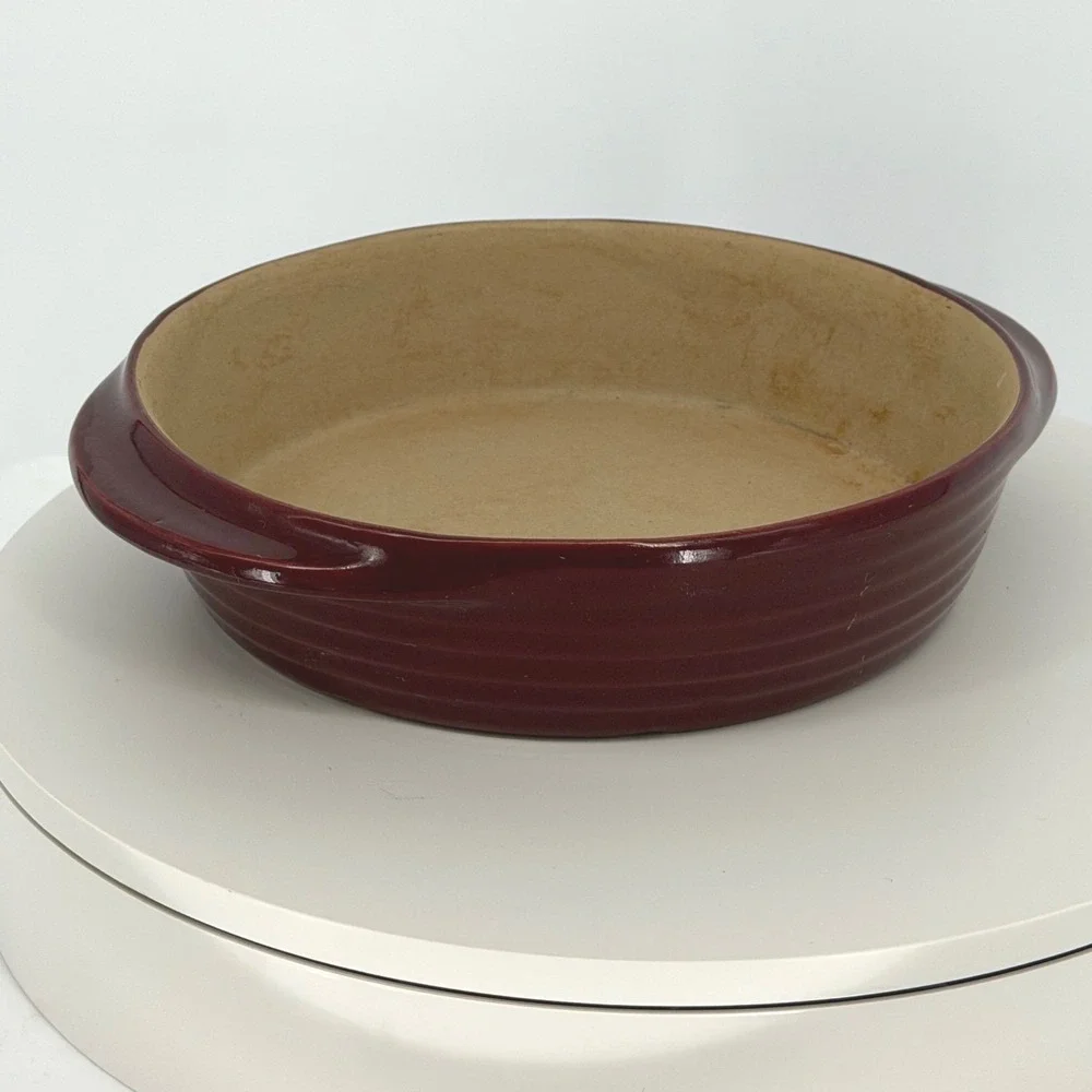 Pampered Chef Family Heritage Stoneware Burgundy‎ Baking Dish 7